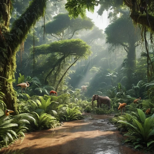 rain forest,rainforest,tropical jungle,madagascar,jungle,forest animals,cartoon forest,tropical and subtropical coniferous forests,tropical animals,woodland animals,sumatran,forest path,fairy forest,jurassic,animal kingdom,dinosaurs,green forest,cartoon video game background,the forest,garden of eden,Photography,General,Realistic