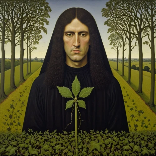 grant wood,waldmeister,gothic portrait,four-leaf,gardener,mona lisa,ocimum,nature and man,the order of the fields,smartweed-buckwheat family,the son of lilium persicum,anahata,moringa,green fields,rapini,valensole,lacinato kale,forest man,saint patrick,duranta,Art,Artistic Painting,Artistic Painting 30