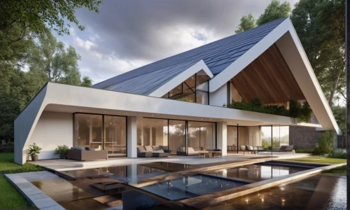 folding roof,roof landscape,modern house,house roof,3d rendering,pool house,smart home,house shape,modern architecture,roof panels,metal roof,eco-construction,wooden roof,timber house,danish house,frame house,inverted cottage,grass roof,flat roof,cubic house,Photography,General,Realistic