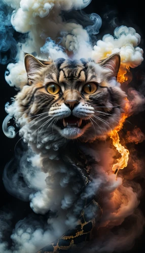 cat portrait,nimbus,catastrophe,smoke art,world digital painting,cat paw mist,cloud of smoke,fire breathing dragon,cat vector,cartoon cat,cat cartoon,tabby cat,chinese pastoral cat,fantasy art,cat warrior,photomanipulation,wild cat,cat image,digital art,feral cat,Photography,General,Fantasy