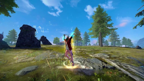 first person,show off aurora,hanged man,gnome skiing,elven forest,fire dancer,ballerina in the woods,firedancer,glowing antlers,leap of faith,leap for joy,balanced boulder,3d archery,dancing flames,the spirit of the mountains,the forest fell,balancing,guardian angel,light effects,elven