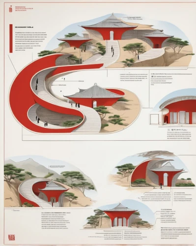 chinese architecture,japanese architecture,asian architecture,year of construction 1972-1980,archidaily,landform,cross sections,landscape plan,japanese wave paper,school design,mountain huts,mountainous landforms,landscape red,spatialship,aeolian landform,futuristic architecture,kirrarchitecture,terraced,infographic elements,cool woodblock images,Unique,Design,Infographics