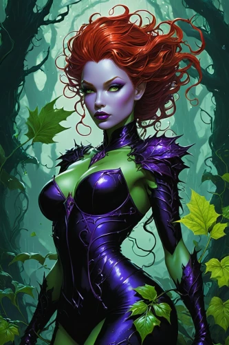 poison ivy,ivy,background ivy,starfire,mystique,deadly nightshade,fantasy woman,rusalka,widow flower,the enchantress,poisonous,dryad,thorns,medusa,verbena,black widow,fantasy portrait,la violetta,vampira,nightshade plant,Illustration,Realistic Fantasy,Realistic Fantasy 04