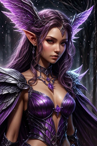 violet head elf,dark elf,evil fairy,faerie,sorceress,fae,dark angel,faery,wing purple,archangel,fantasy woman,fantasy art,purple,purple lilac,dodge warlock,fantasy portrait,malva,harpy,twitch icon,fantasy picture