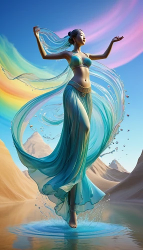 mermaid background,fantasy picture,world digital painting,fantasy art,gracefulness,water nymph,the wind from the sea,merfolk,ulysses butterfly,whirling,divine healing energy,fantasia,the festival of colors,dance with canvases,blue enchantress,dancer,mother earth,rainbow background,the zodiac sign pisces,fantasy woman,Illustration,Abstract Fantasy,Abstract Fantasy 01