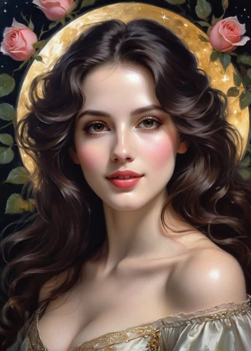 yellow rose background,romantic portrait,fantasy portrait,portrait background,wild roses,rose of sharon,rose flower illustration,comely,flower painting,world digital painting,art painting,rosa ' amber cover,jasmine blossom,wild rose,rosa,fantasy art,oil painting,young woman,gold yellow rose,blooming roses,Illustration,Realistic Fantasy,Realistic Fantasy 16