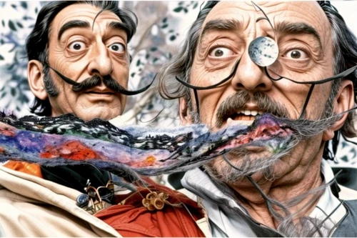 dali,el salvador dali,groucho marx,color image,surrealism,schüssler salts,photomontage,walt,geppetto,color 1,radicchio,effect pop art,popart,digiart,caricaturist,pensioners,emperor moths,cacciucco,cool pop art,comic bubbles