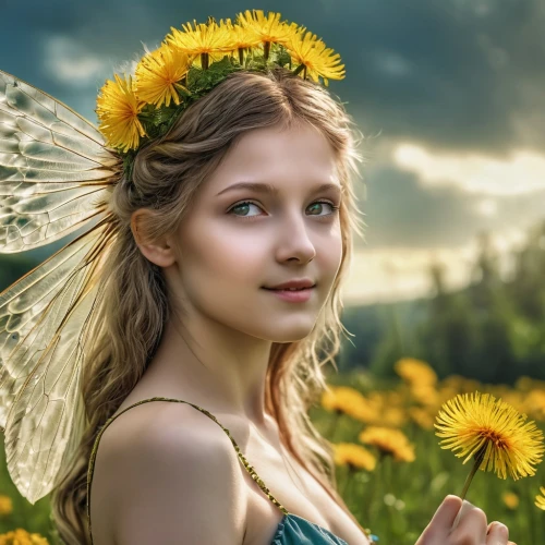 faery,faerie,flower fairy,little girl fairy,child fairy,garden fairy,fairy,fae,fairy queen,woodland sunflower,beautiful girl with flowers,girl in flowers,fairies aloft,yellow butterfly,rosa 'the fairy,dandelion flower,dandelion background,rosa ' the fairy,julia butterfly,celtic woman,Photography,General,Realistic