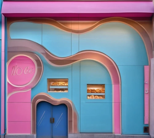 ice cream shop,ice cream parlor,storefront,pâtisserie,store front,pastry shop,cake shop,soap shop,store fronts,french confectionery,paris shops,art deco,shoe store,colorful facade,candy shop,candy store,ice cream stand,bakery,laundry shop,doors,Photography,General,Realistic