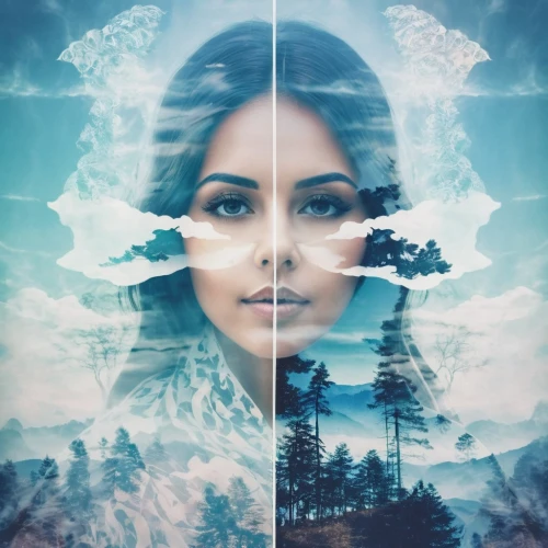 photomanipulation,photo manipulation,double exposure,mother earth,duality,sirens,aura,mystical portrait of a girl,boreal,parallel worlds,meridians,aquarius,mother nature,the snow queen,totem,photoshop manipulation,digital compositing,shamanic,aurora-falter,image manipulation,Photography,Artistic Photography,Artistic Photography 07