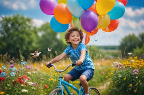 little girl with balloons,colorful balloons,cheerfulness,little girl in wind,world children's day,children's background,rainbow color balloons,kids' things,blue balloons,balloons flying,inner child,children's day,enjoyment of life,happy birthday balloons,little girl running,balloons,bike kids,colorful life,bicycling,to grow up
