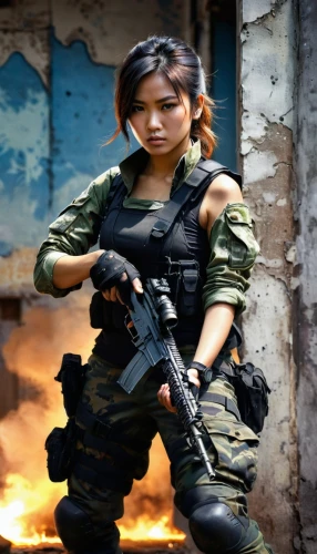 ballistic vest,swat,gi,mercenary,vietnam,girl with gun,lara,woman holding gun,girl with a gun,tactical,action film,vietnam's,woman fire fighter,airsoft,operator,katniss,special forces,strong military,combat medic,vietnam vnd,Illustration,Japanese style,Japanese Style 18