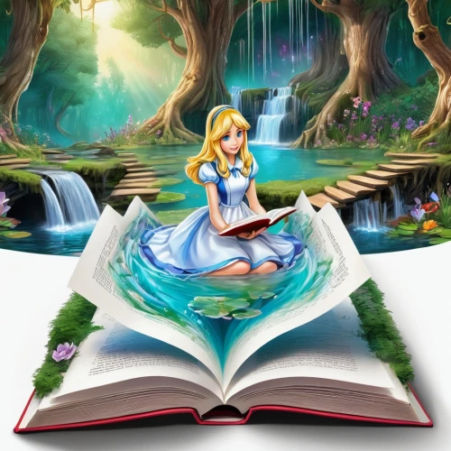 alice in wonderland,children's fairy tale,fairy tale character,magic book,fairytales,fairy tales,fairy tale,alice,a fairy tale,wonderland,turn the page,fantasy picture,3d fantasy,fairytale,fairy world,read a book,music book,fairytale characters,writing-book,little girl reading,Conceptual Art,Daily,Daily 24