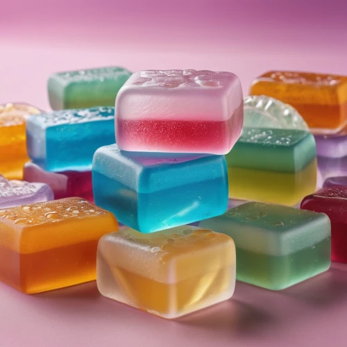 ice cube tray,ice cubes,gelatin dessert,gelatin,gummies,gummi candy,sugar cubes,coconut cubes,nata de coco,soap shop,soaps,art soap,gel capsules,jell-o,rock candy,gummybears,jello,sugar candy,jello salad,soap,Photography,General,Realistic