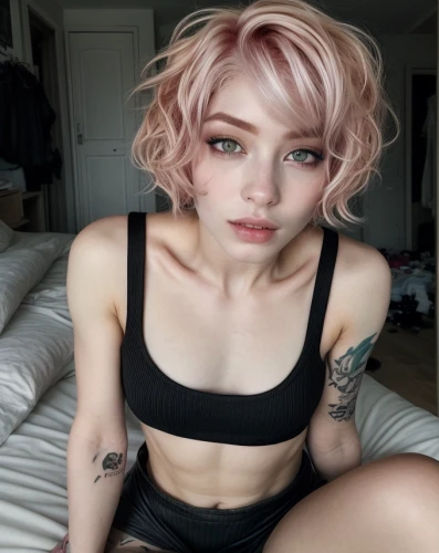 pink hair,natural pink,baby pink,pale,greta oto,peach color,pink background,pink double,pink beauty,light pink,short blond hair,pixie cut,pixie-bob,lis,pink,dark pink,fae,rose gold,pixie,pink and brown