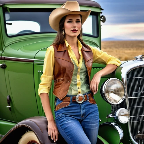 cowgirls,ford truck,countrygirl,cowgirl,studebaker m series truck,studebaker e series truck,pickup-truck,dodge la femme,chevrolet 150,american frontier,retro women,western,country-western dance,retro woman,farm girl,pickup trucks,pickup truck,country style,maureen o'hara - female,buick y-job,Photography,General,Realistic