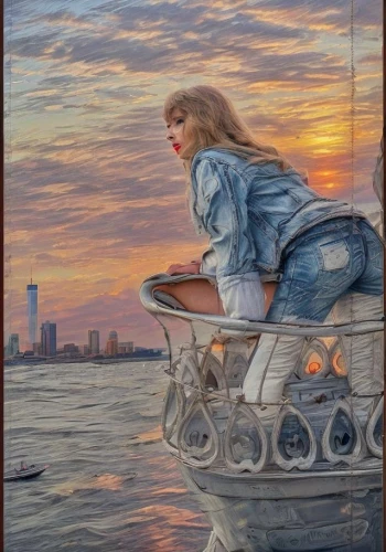 girl on the boat,girl on the river,the sea maid,photo painting,new york harbor,girl with a dolphin,water taxi,oil on canvas,fantasy picture,chalk drawing,world digital painting,the blonde in the river,hdr,oil painting,oil painting on canvas,at sea,sailing,digital painting,boat ride,delta sailor,Common,Common,Photography