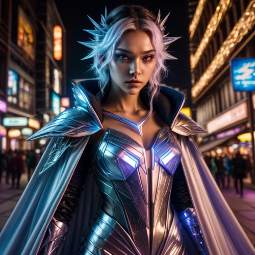 symetra,nova,ice queen,elsa,goddess of justice,nebula guardian,valerian,electro,fantasy woman,futuristic,aurora,blue enchantress,neon body painting,cg artwork,cyborg,show off aurora,avatar,winterblueher,aura,metropolis