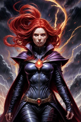 scarlet witch,fiery,starfire,solar,evil woman,goddess of justice,avenger,head woman,fire siren,archangel,red super hero,captain marvel,woman power,fantasy woman,power icon,black widow,cg artwork,medusa,firestar,xmen