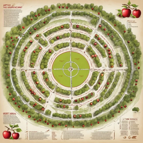 permaculture,orchards,landscape plan,apple orchard,circle around tree,fruit fields,apple pattern,orchard,vegetables landscape,fruit trees,spatialship,garden of plants,apple plantation,copernican world system,placemat,basket of apples,organic farm,circular puzzle,the order of the fields,botanical square frame,Unique,Design,Infographics