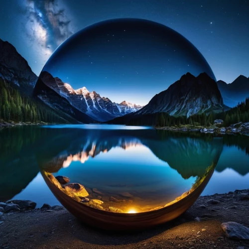 crystal ball-photography,glass sphere,crystal ball,glass ball,little planet,frozen bubble,swiss ball,spherical,mirror ball,orb,lensball,globes,water mirror,spheres,reflection in water,giant soap bubble,fishbowl,ice ball,lens reflection,frozen soap bubble,Photography,General,Realistic