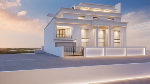 house with caryatids,3d rendering,block balcony,modern house,mykonos,sky apartment,model house,doric columns,greek temple,build by mirza golam pir,render,luxury real estate,two story house,cubic house,exterior decoration,luxury property,house front,frame house,beach house,prefabricated buildings,Photography,General,Realistic