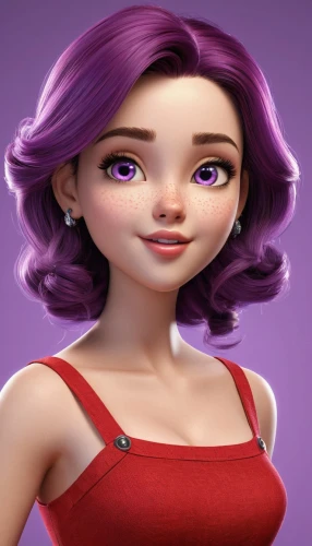 acerola,la violetta,pixie-bob,3d model,cute cartoon character,purple background,daphne,mauve,violet head elf,purple skin,rapunzel,disney character,violet,malva,plum,red-purple,purple chestnut,purple daisy,natural cosmetic,purple,Unique,3D,3D Character