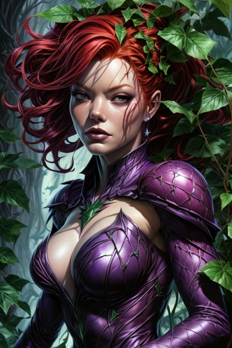 poison ivy,background ivy,ivy,starfire,thorns,widow flower,magnolia,dryad,the enchantress,flora,huntress,medusa,fae,rosella,ironweed,fantasy woman,deadly nightshade,yulan magnolia,mystique,la violetta