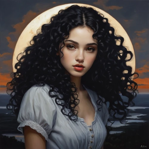 fantasy portrait,romantic portrait,mystical portrait of a girl,fantasy art,gothic portrait,the sea maid,moonrise,moonlit,fantasy picture,moonlit night,moon phase,portrait of a girl,sun moon,vampire woman,zodiac sign libra,luna,herfstanemoon,moana,moonflower,artemisia,Illustration,Realistic Fantasy,Realistic Fantasy 07