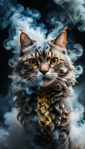 maincoon,smoke background,smoke art,smoke dancer,cat paw mist,cloud of smoke,cat warrior,american bobtail,nimbus,puffs of smoke,tabby cat,norwegian forest cat,smoky,chinese pastoral cat,smoke,cat portrait,siberian cat,toyger,breed cat,cat image,Photography,General,Fantasy