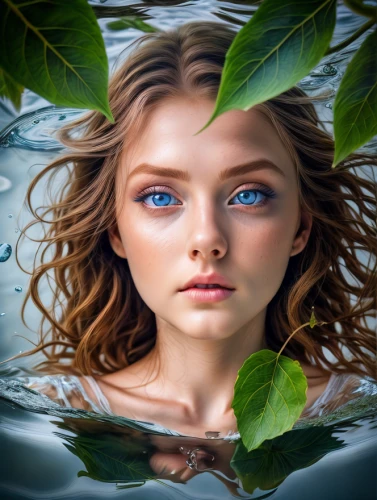 water nymph,girl on the river,girl with tree,image manipulation,photoshop manipulation,dryad,the blonde in the river,mystical portrait of a girl,fantasy portrait,underwater background,women's eyes,photo manipulation,photomanipulation,portrait background,faery,natural cosmetics,natural cosmetic,world digital painting,natura,siren