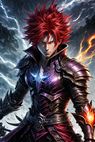 monsoon banner,katakuri,lightning,massively multiplayer online role-playing game,dragon slayers,fire background,thunder,lightning bolt,wind warrior,dragon slayer,red-haired,strom,gear shaper,thunderbolt,red banner,game illustration,collectible card game,wall,god of thunder,android game