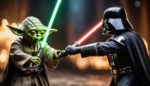 an argument over toys,confrontation,force,dark side,starwars,star wars,collectible action figures,toy photos,negotiation,rots,yoda,jedi,lightsaber,duel,conflict,tie fighter,darth vader,arguing,skirmish,forbidden love,Photography,General,Cinematic