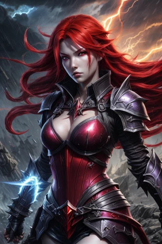 female warrior,scarlet witch,black widow,massively multiplayer online role-playing game,swordswoman,elza,red-haired,darth talon,huntress,fire siren,lightning,red,sorceress,gear shaper,fantasy art,fire background,shaper,strong woman,catarina,dark angel