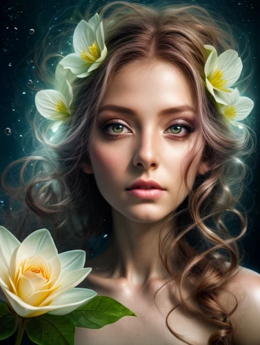 yellow rose background,faery,elven flower,flowers celestial,moonflower,flower essences,faerie,girl in flowers,flower background,mystical portrait of a girl,beautiful girl with flowers,starflower,flower fairy,natural cosmetics,image manipulation,horoscope libra,scent of roses,spring equinox,fantasy portrait,scent of jasmine