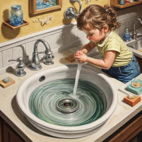 sink,faucet,kitchen sink,water tap,running water,bathtub spout,hand washing,faucets,soft water,washing hands,water hose,oil painting on canvas,basin,plumbing,hygiene,bathroom sink,plumbing fixture,stone sink,plumbing fitting,wash basin