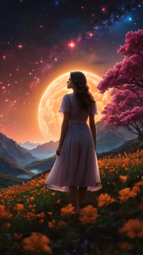 fantasy picture,cosmos field,cosmos,the moon and the stars,blue moon rose,violinist violinist of the moon,flowers celestial,celestial phenomenon,cosmos wind,moonflower,sky rose,falling star,fairy galaxy,falling stars,moon and star background,starscape,dream world,celestial,rosa 'the fairy,cosmic flower,Photography,General,Natural