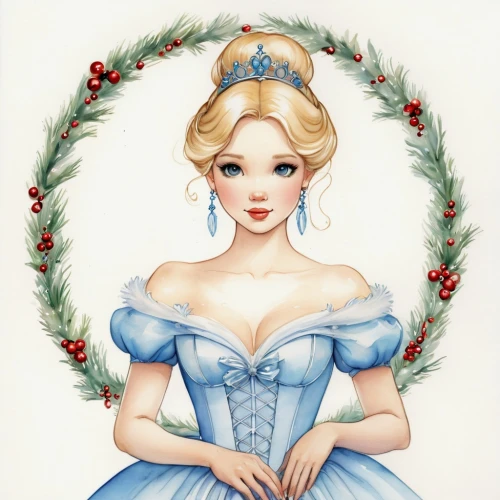 cinderella,christmas pin up girl,elsa,pin up christmas girl,the snow queen,white rose snow queen,snow white,christmas woman,retro christmas lady,fairy tale character,holly wreath,christmas angel,suit of the snow maiden,retro christmas girl,christmas motif,christmas ribbon,elf,christmas wreath,princess sofia,christmas pattern,Illustration,Abstract Fantasy,Abstract Fantasy 11