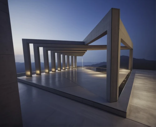 mirror house,pergola,frame house,cubic house,3d rendering,sky space concept,framing square,skyscapers,window frames,moveable bridge,lattice window,structural glass,room divider,half frame design,block balcony,archidaily,lattice windows,modern architecture,ancient greek temple,outdoor structure,Photography,General,Sci-Fi