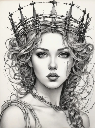 crown of thorns,crowned,queen crown,crown-of-thorns,crown,princess crown,heart with crown,medusa,celtic queen,crowning,crowns,seven sorrows,spring crown,flower crown of christ,queen cage,crown render,imperial crown,headpiece,headdress,summer crown,Illustration,Black and White,Black and White 25