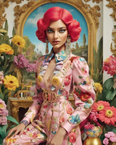 artist doll,painter doll,female doll,fashion dolls,fashion doll,girl in flowers,vintage doll,collectible doll,girl in a wreath,bella rosa,doll figure,floral,flora,designer dolls,rockabella,rococo,frida,artist's mannequin,barbie,doll paola reina,Digital Art,Clay