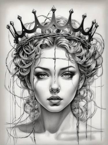 medusa,medusa gorgon,crowned,crown of thorns,gorgon,queen crown,crown,princess crown,headdress,priestess,headpiece,crowns,crown-of-thorns,queen cage,crowned goura,crowning,zodiac sign libra,gray crowned,head woman,crown render,Illustration,Black and White,Black and White 25