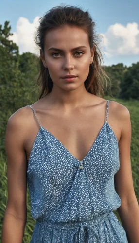 girl in overalls,farm girl,female model,girl in a long dress,blue dress,denim jumpsuit,natural cosmetic,digital compositing,torn dress,cotton top,women's clothing,a girl in a dress,girl on the dune,female runner,girl on the river,inka,young woman,overalls,girl in the garden,beautiful young woman,Photography,General,Realistic