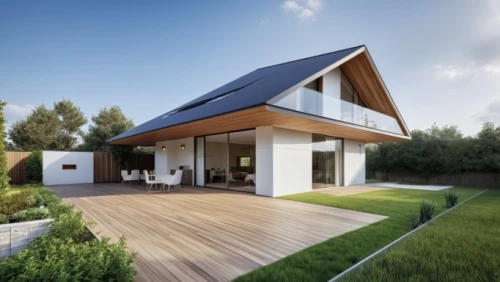 folding roof,eco-construction,smart home,timber house,smart house,energy efficiency,modern house,roof landscape,solar panels,grass roof,wooden house,wooden decking,danish house,cubic house,solar photovoltaic,inverted cottage,solar batteries,modern architecture,flat roof,roof panels