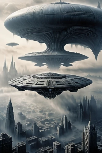 airships,airship,futuristic landscape,sci fiction illustration,alien ship,sci fi,scifi,alien invasion,science fiction,saucer,futuristic architecture,extraterrestrial life,flying saucer,sci-fi,sci - fi,ufo intercept,science-fiction,alien world,ufo,alien planet,Conceptual Art,Sci-Fi,Sci-Fi 02