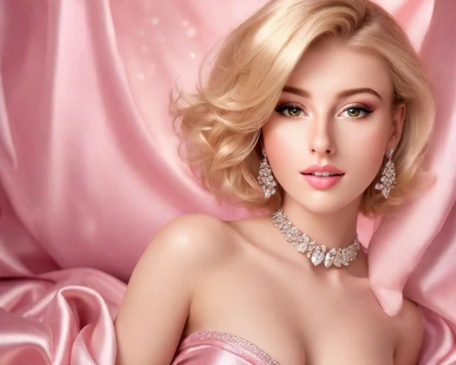 pink beauty,pearl necklace,barbie doll,marylyn monroe - female,realdoll,pink background,pink lady,dita,barbie,neo-burlesque,peach rose,pearl necklaces,peach color,pink ribbon,peach,burlesque,pearls,valentine day's pin up,valentine pin up,jeweled