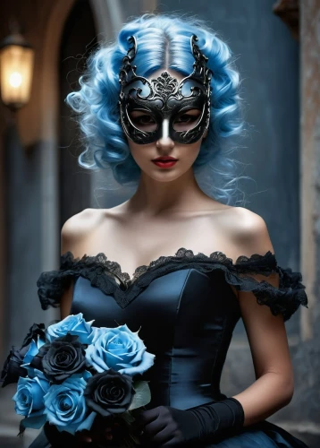 venetian mask,the carnival of venice,masquerade,blue butterfly,blue rose,blue enchantress,victorian lady,gothic fashion,mazarine blue butterfly,blue demon,masque,mazarine blue,la calavera catrina,blue moon rose,black rose,lady of the night,gothic woman,bluejay,dead bride,with the mask