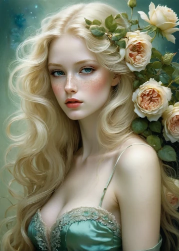 faery,faerie,elven flower,white rose snow queen,rosa 'the fairy,fairy queen,wild roses,fantasy art,blue moon rose,wild rose,eglantine,fantasy portrait,porcelain rose,hedge rose,romantic rose,dryad,scent of roses,water rose,jessamine,noble roses,Illustration,Realistic Fantasy,Realistic Fantasy 16