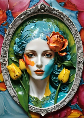 glass painting,art nouveau frame,floral and bird frame,floral silhouette frame,floral frame,art deco frame,rose wreath,porcelain rose,wreath of flowers,flower frame,blooming wreath,girl in a wreath,girl in flowers,roses frame,decorative frame,flower art,flower painting,flora,art nouveau frames,bodypainting,Illustration,Realistic Fantasy,Realistic Fantasy 16
