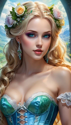 fairy tale character,jessamine,mermaid background,fantasy art,celtic woman,the sea maid,fantasy portrait,faery,fantasy woman,faerie,fantasy picture,cinderella,fairy queen,fantasy girl,fairytale characters,celtic queen,horoscope libra,3d fantasy,green mermaid scale,children's fairy tale,Illustration,Realistic Fantasy,Realistic Fantasy 01